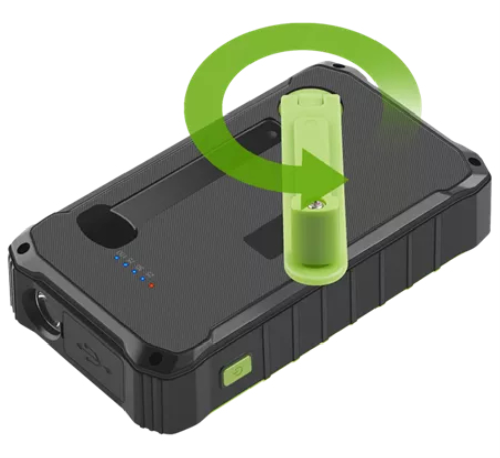 POWEBANK DENVER SOLAR DE 10000MAH CON MANIVELA MANUAL - detalle