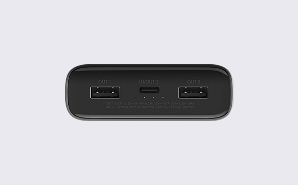 POWER BANK XIAOMI REDMI BATERIA 20000 MAH CARGA RAPIDA 2XUSB-A 1XUSB-C - detalle