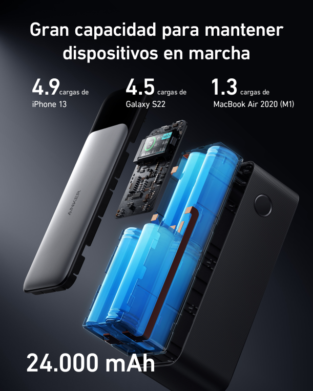 POWERBANK ANKER 737 GEN2 DISPLAY 24K 140W NEGRO - detalle