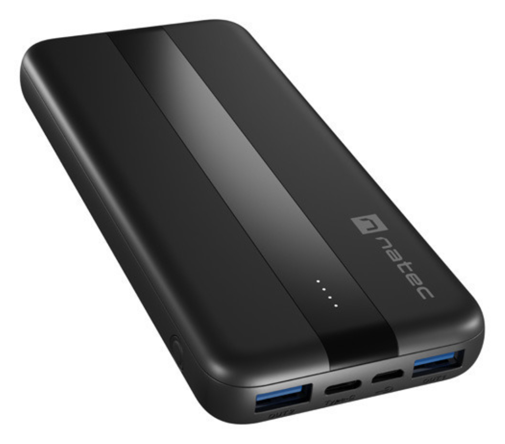POWERBANK NATEC TREVI SLIM QV2 10000MAH 2XUSB-A 18W + 1XUSB-C 20W + CABLE USB-C - detalle