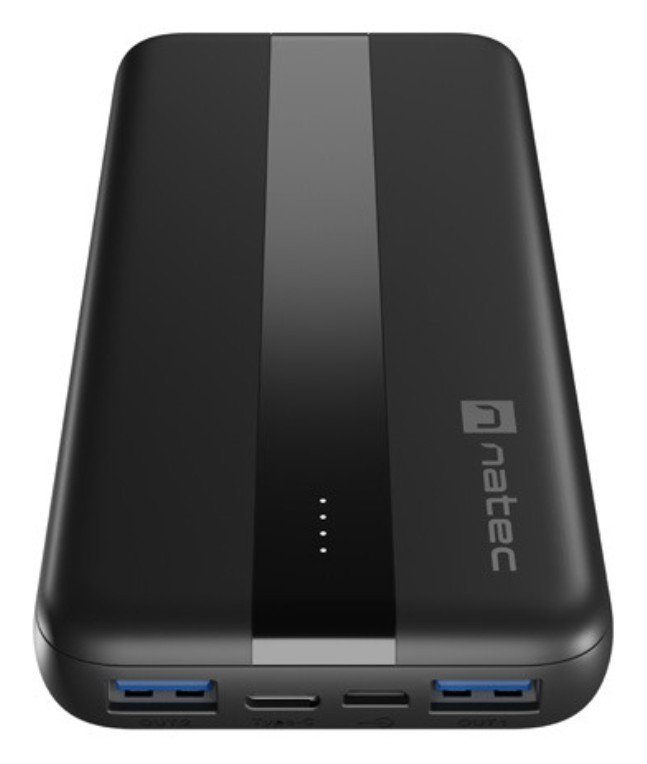 POWERBANK NATEC TREVI SLIM QV2 10000MAH 2XUSB-A 18W + 1XUSB-C 20W + CABLE USB-C - detalle