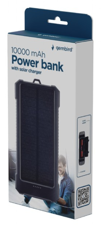 POWERBANK SOLAR GEMBIRD 10000 mAh NEGRO - detalle