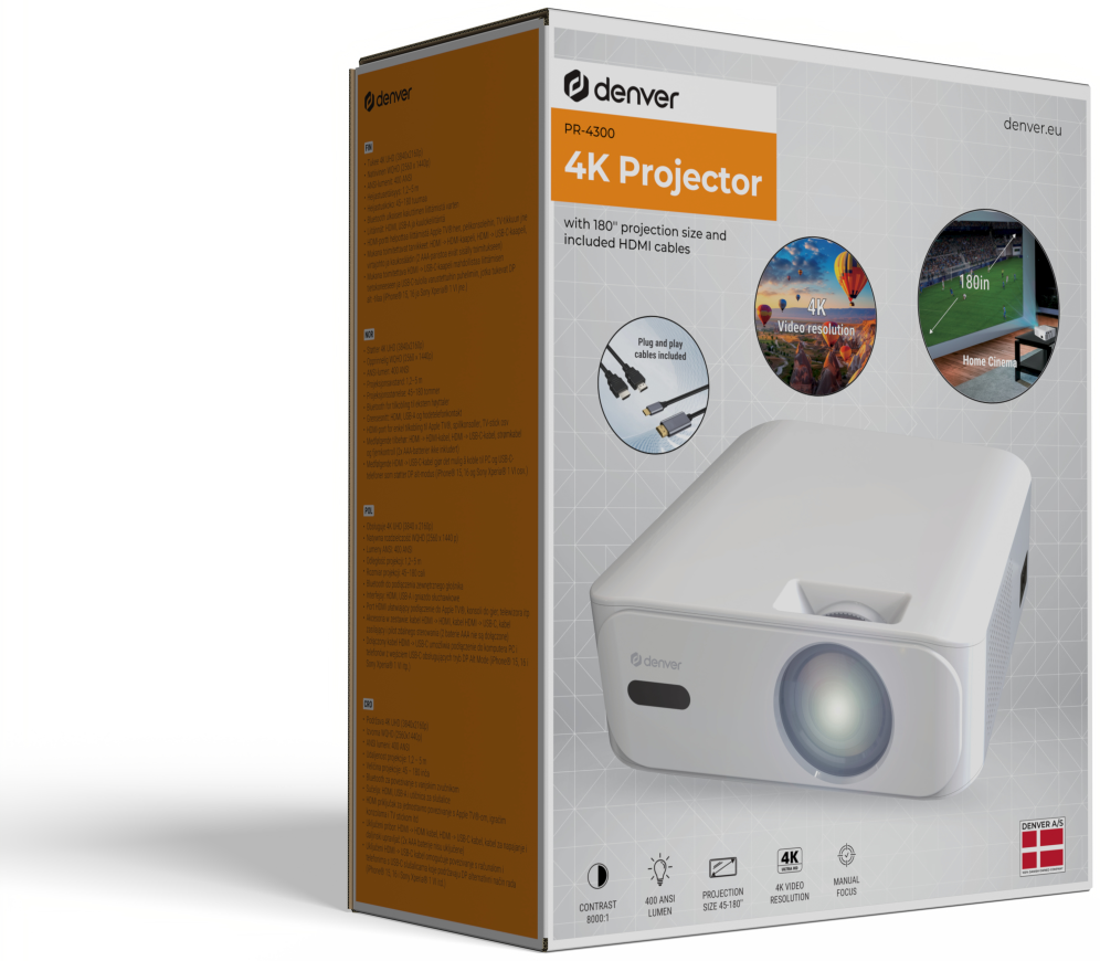 PROYECTOR DENVER CON HDMI, USB-A Y BLUETOOTH - detalle