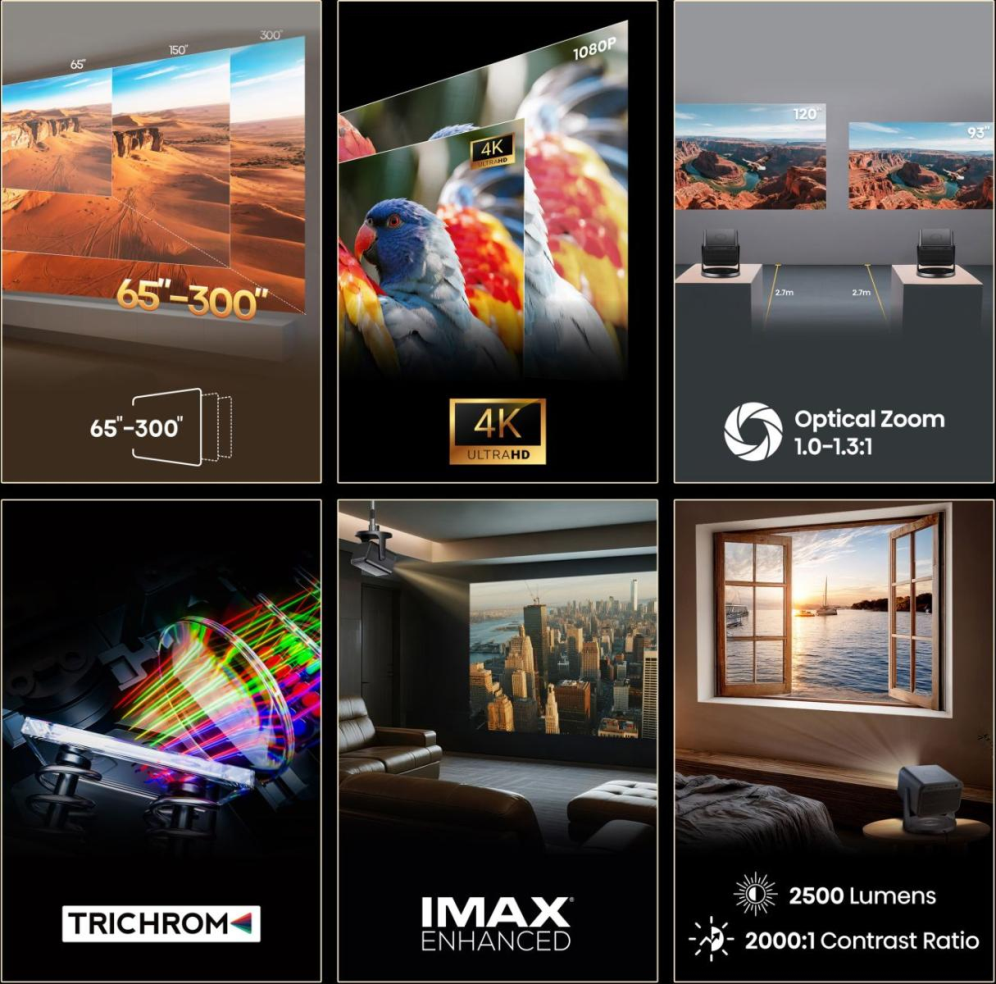 PROYECTOR TRICHROMA HISENSE C3 4K UHD 300" 2500 LUMENES DOLBY VISION IMAX - detalle