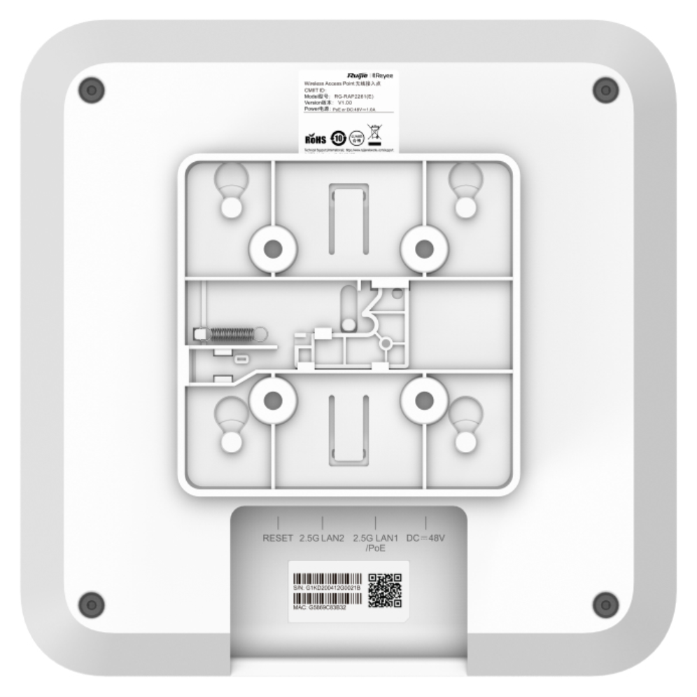 PUNTO DE ACCESO RUIJIE REYEE RG-RAP2260 H AX6000 WIFI6 CEILING MOUNT. 2-PORTS 2. - detalle