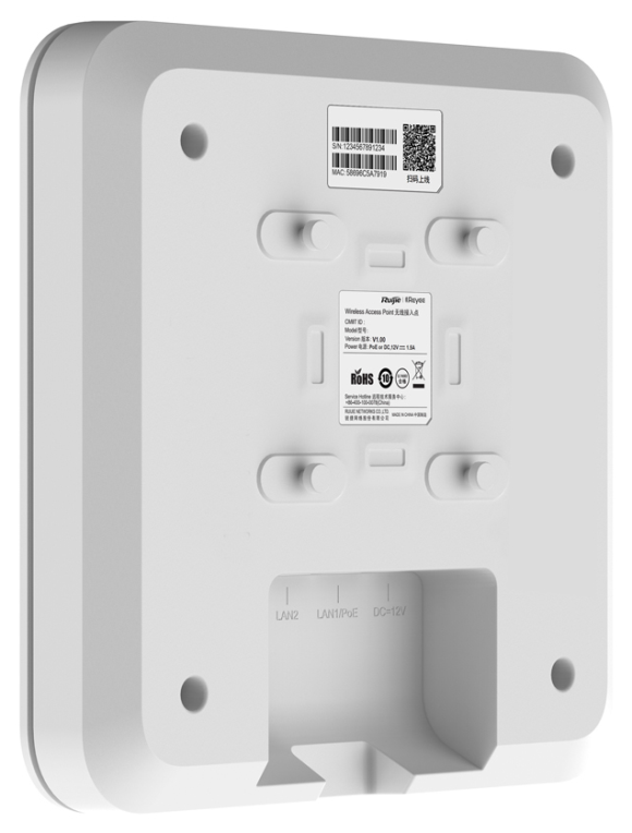 PUNTO DE ACCESO RUIJIE REYEE RG-RAP2260G WIFI6 TECHO GIGABIT 2p 3dBi - detalle