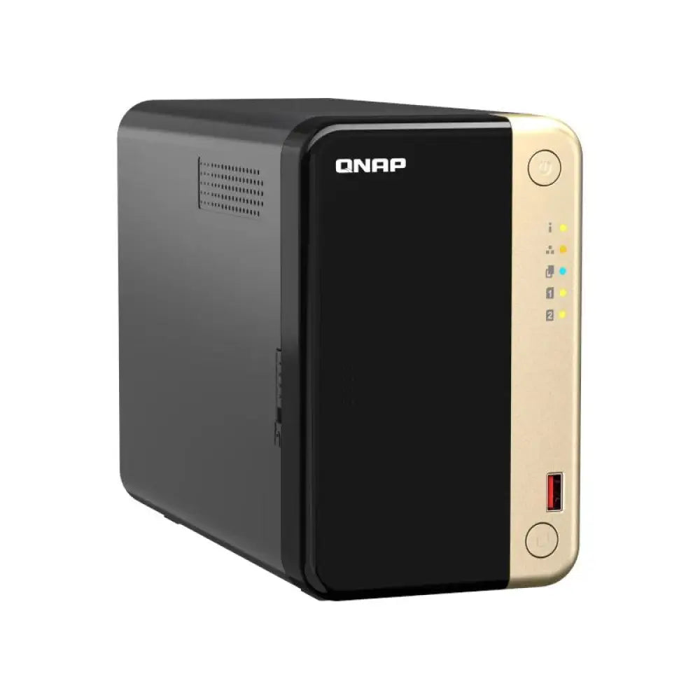 QNAP TS-264-8G NAS de sobremesa con 2 bahías para HDD, puertos 2.5GbE y 4 USB para almacenamiento y respaldo de datos.