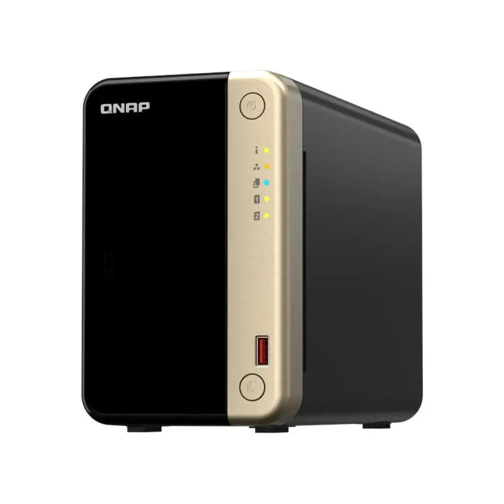 QNAP TS-264-8G NAS de sobremesa con 2 bahías para disco duro, puertos 2.5GbE y 4 USB, almacenamiento eficiente y compacto.
