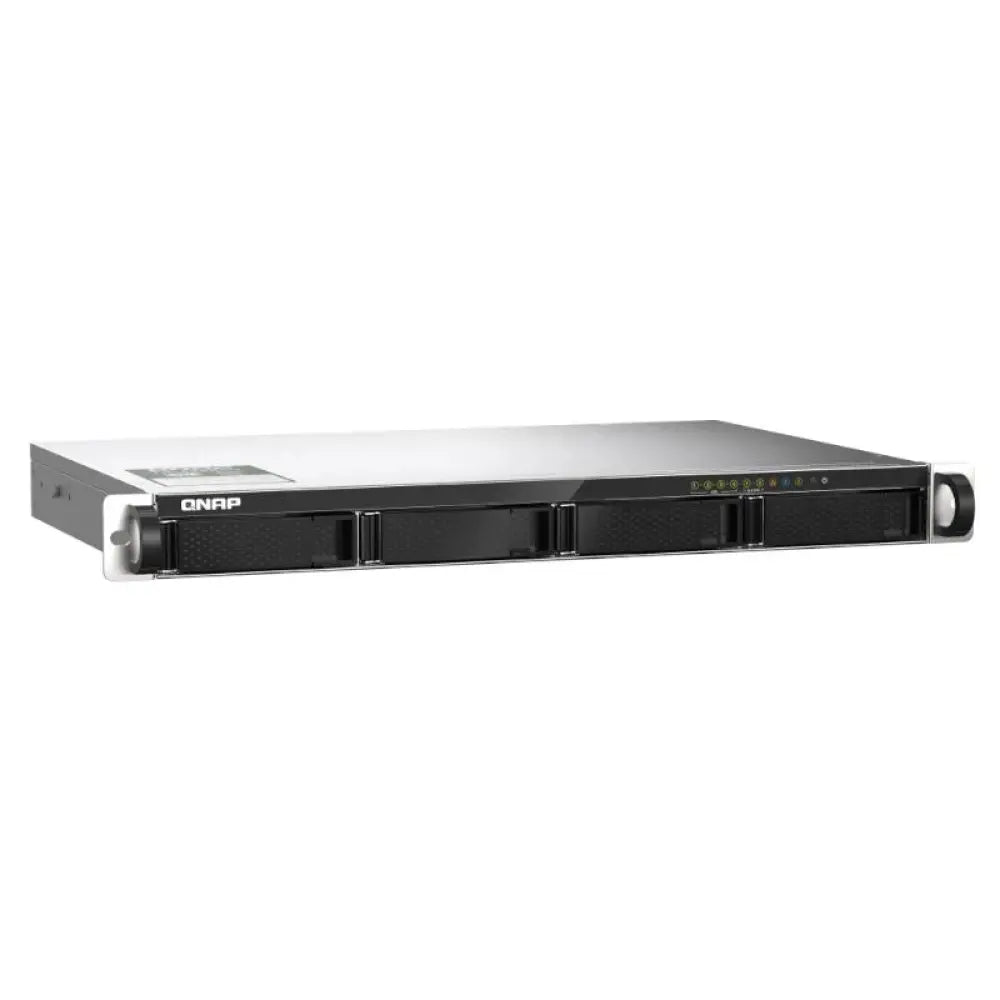Almacenamiento sobremesa QNAP TS-435XeU-4G NAS con 4 bahías para HDD, puertos 10GbE y 2.5GbE en formato 1U.