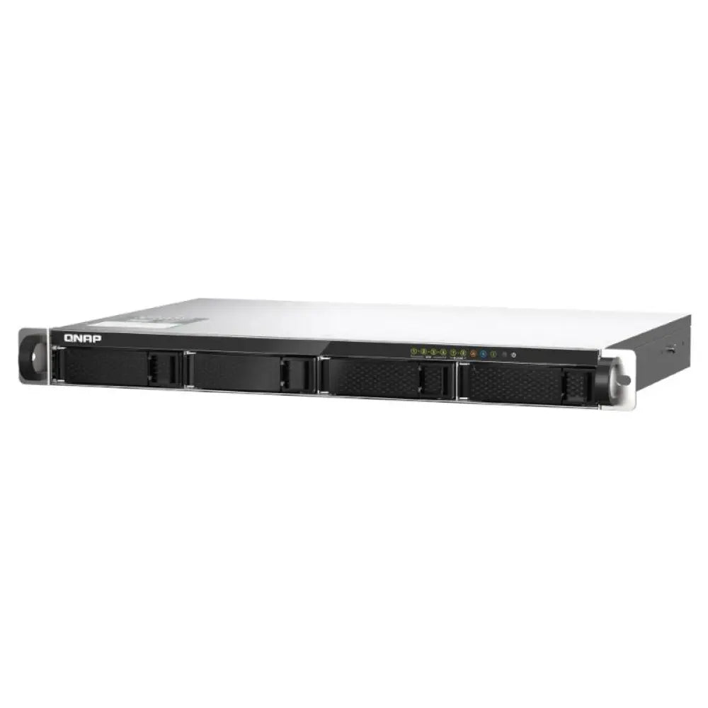 Almacenamiento sobremesa QNAP TS-435XeU-4G NAS con 4 bahías para HDD, puertos 10GbE y 2.5GbE, en formato 1U.