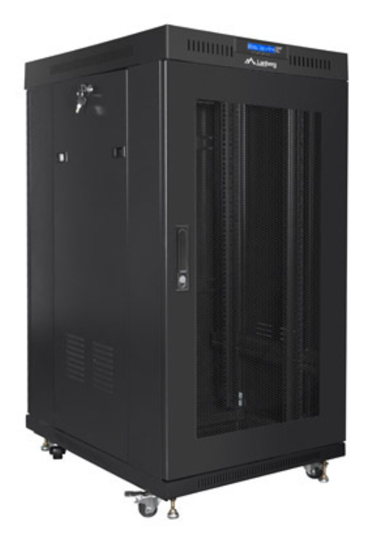 RACK CABINET 19" FREE-STANDING 22U/800X800 (FLAT PACK) WITH MESH DOOR LCD BLACK LANBERG V2 - detalle