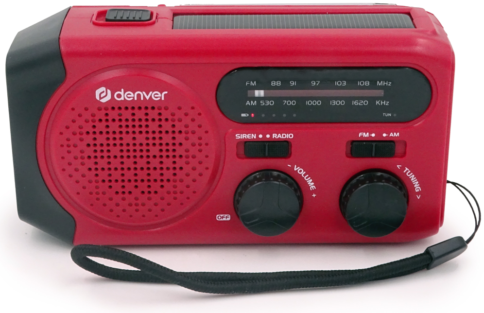 RADIO DENVER SOLAR CON MANIVELA, LINTERNA Y FUNCION SOS - detalle