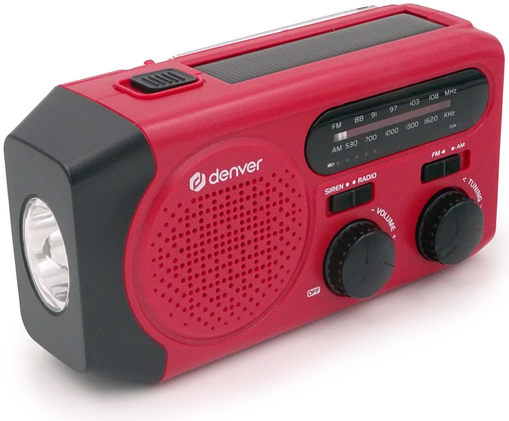 RADIO DENVER SOLAR CON MANIVELA, LINTERNA Y FUNCION SOS - detalle