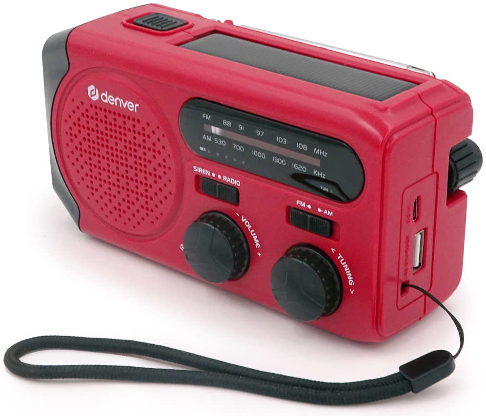 RADIO DENVER SOLAR CON MANIVELA, LINTERNA Y FUNCION SOS - detalle