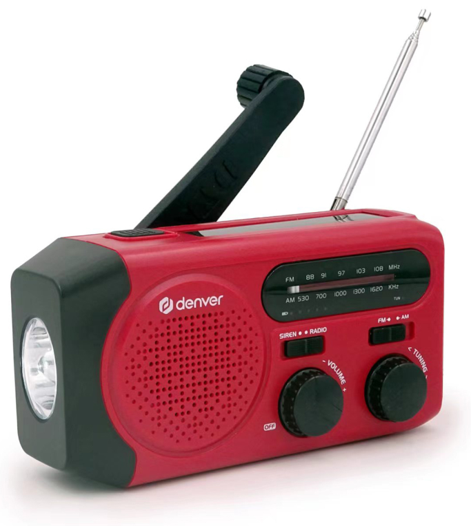 RADIO DENVER SOLAR CON MANIVELA, LINTERNA Y FUNCION SOS - detalle