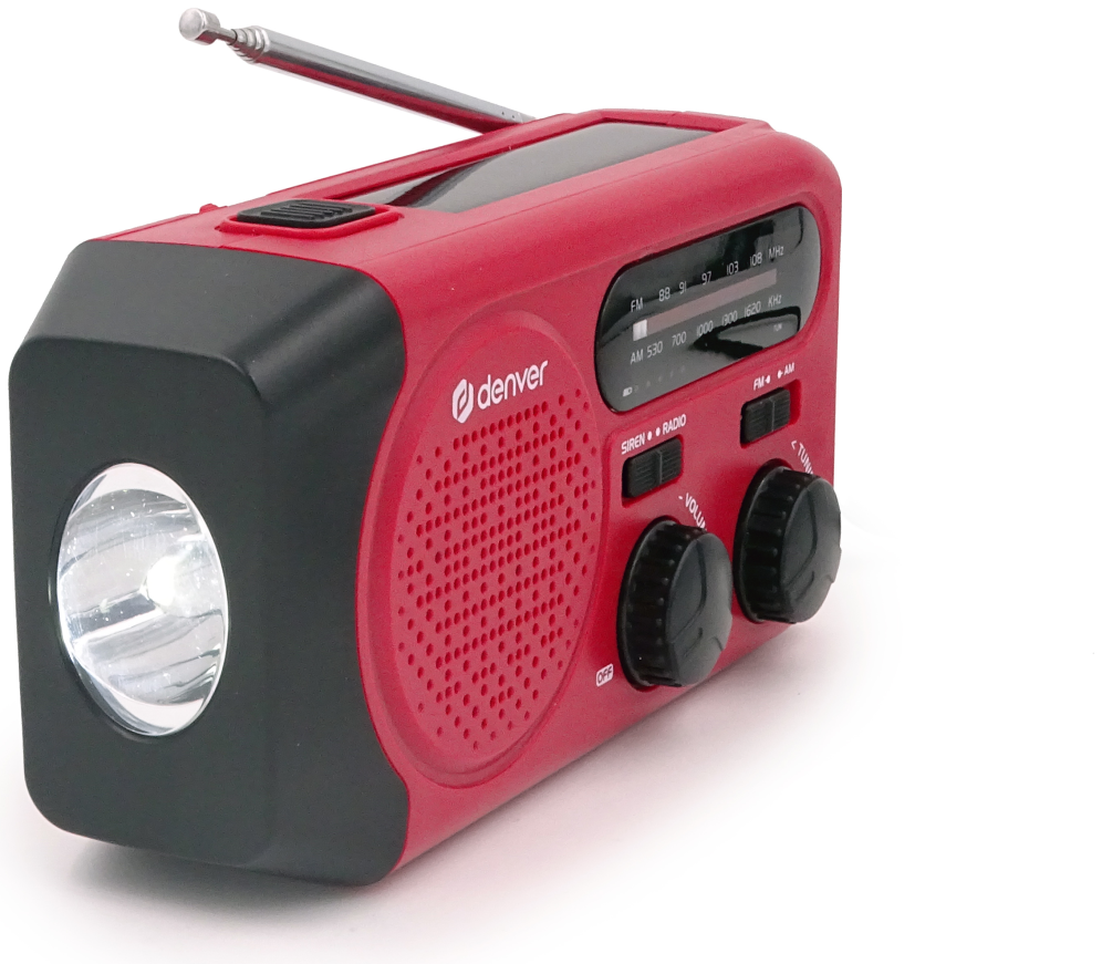 RADIO DENVER SOLAR CON MANIVELA, LINTERNA Y FUNCION SOS - detalle