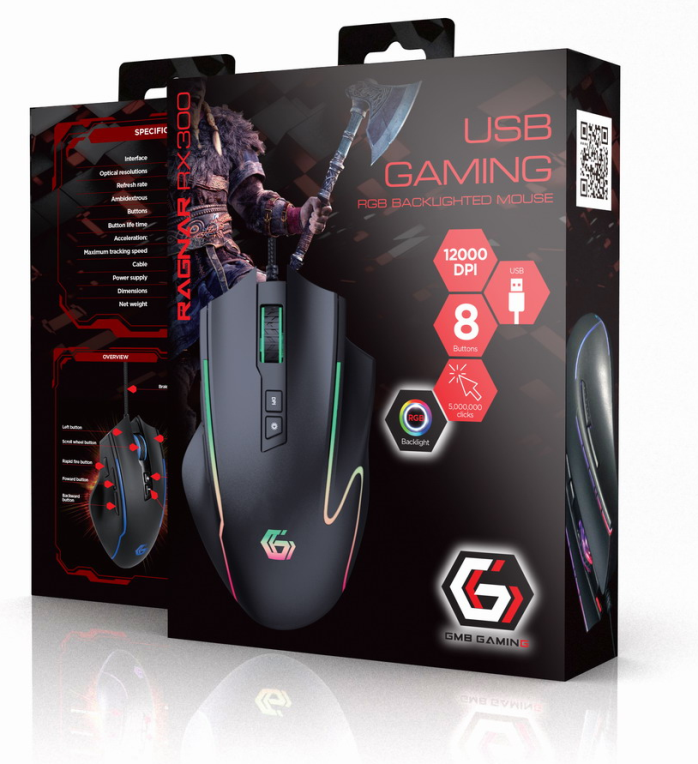 RATON GAMING GEMBIRD USB CON RETROILUMINACION RGB, 8 BOTONES - detalle