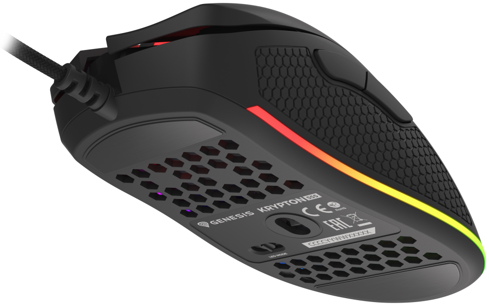 RATON GAMING GENESIS KRYPTON 555 RGB SENSOR PMW3333 8000 DPI - detalle