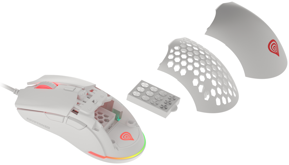 RATON GAMING GENESIS KRYPTON 750 RGB SENSOR PMW3333 8000 DPI BLANCO - detalle