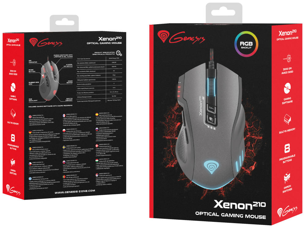 RATON GAMING GENESIS XENON 210 3200DPI RGB NEGRO
