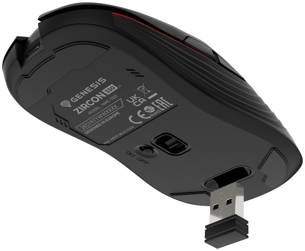 RATON GAMING INALAMBRICO GENESIS ZIRCON 330 SENSOR PAW3212 3600 DPI - detalle