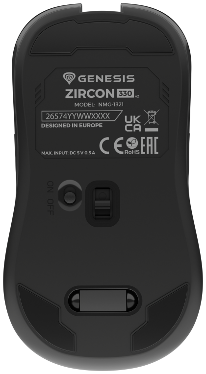 RATON GAMING INALAMBRICO GENESIS ZIRCON 330 SENSOR PAW3212 3600 DPI - detalle