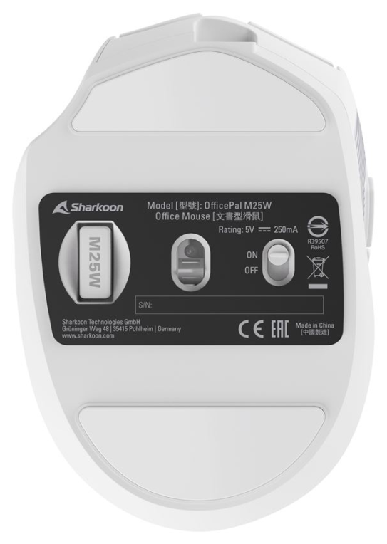RATON GAMING SHARKOON OFFICEPAL M25W BLANCO - detalle