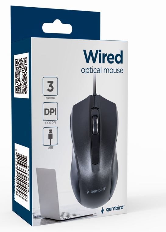 RATON GEMBIRD MUS-3B-01 OPTICO 1000 DPI NEGRO USB