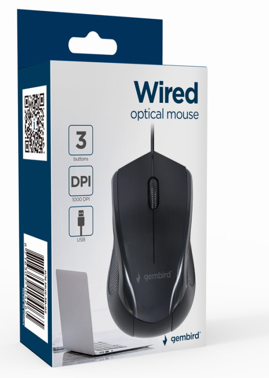 RATON GEMBIRD MUS-3B-02 OPTICO 1000 DPI NEGRO USB - detalle