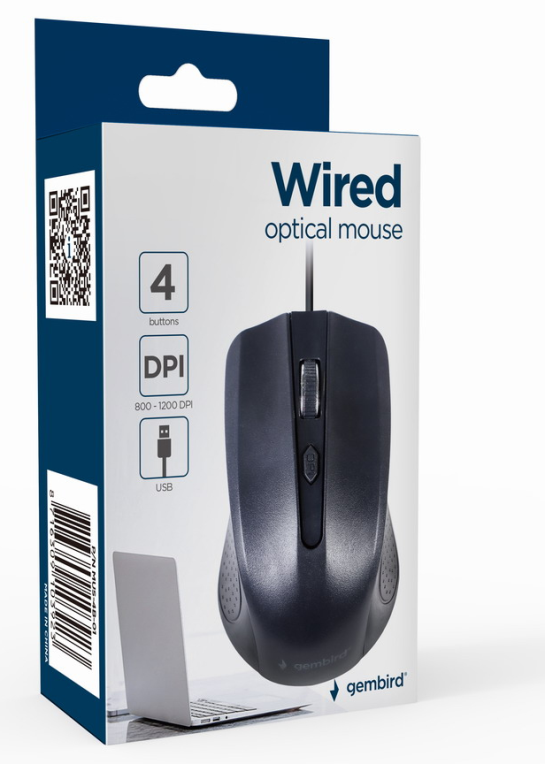 RATON GEMBIRD MUS-4B-01 OPTICO 1000 DPI NEGRO USB - detalle