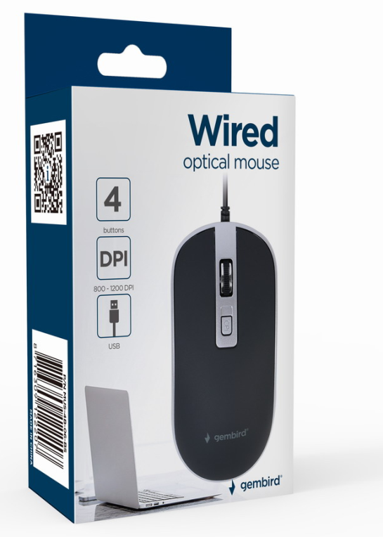 RATON GEMBIRD MUS-4B-06-BS OPTICAL 1200 DPI BLACK SILVER USB - detalle