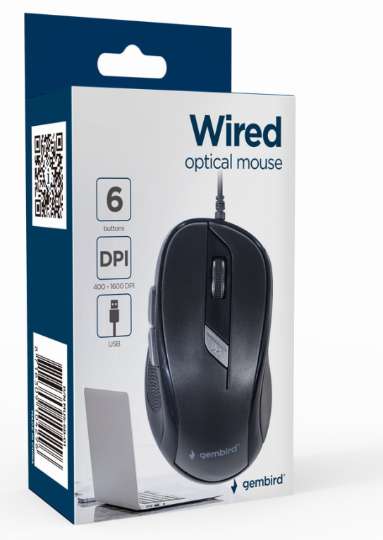 RATON GEMBIRD MUS-6B-01 OPTICO 1000 DPI NEGRO USB - detalle