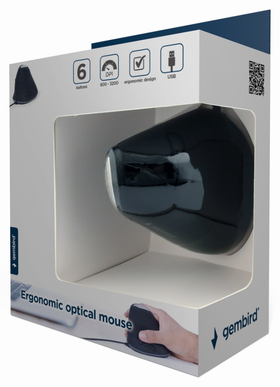 RATON GEMBIRD MUS-ERGO-03 OPTICAL ERGONOMICO SPACE GREY USB - detalle