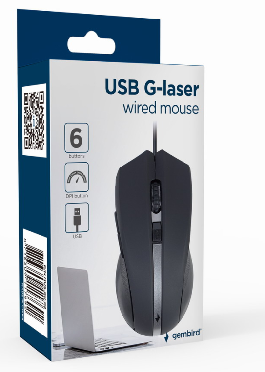 RATON GEMBIRD MUS-GU-02 G-LASER 2400 DPI NEGRO USB - detalle