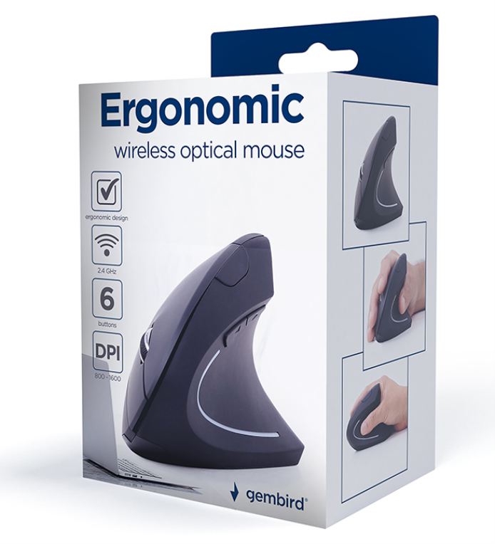 RATON GEMBIRD MUSW-ERGO-01 NEGRO RF INALAMBRICO PILAS - detalle