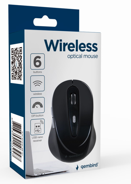 RATON GEMBIRD OPTICO 6 BOTONES NEGRO RF INALAMBRICO PILAS - detalle