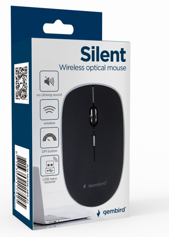 RATON GEMBIRD OPTICO SILENCIOSO NEGRO RF INALAMBRICO PILAS - detalle