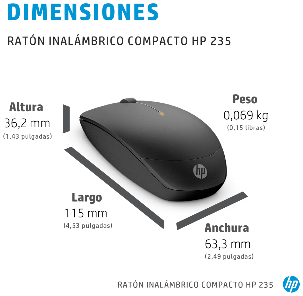 RATON HP 235 SLIM WIRELESS MOUSE - detalle