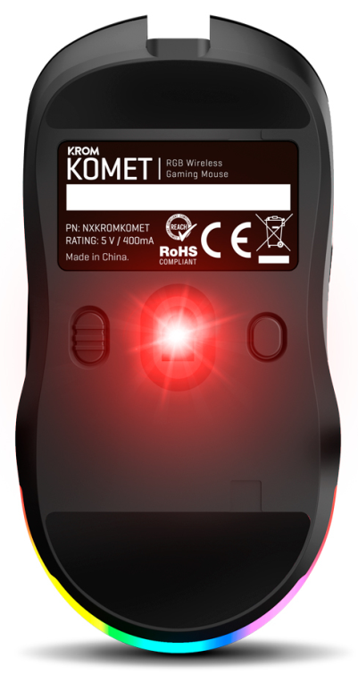 RATON KROM KOMET GAMING RGB WIRELESS NEGRO - detalle