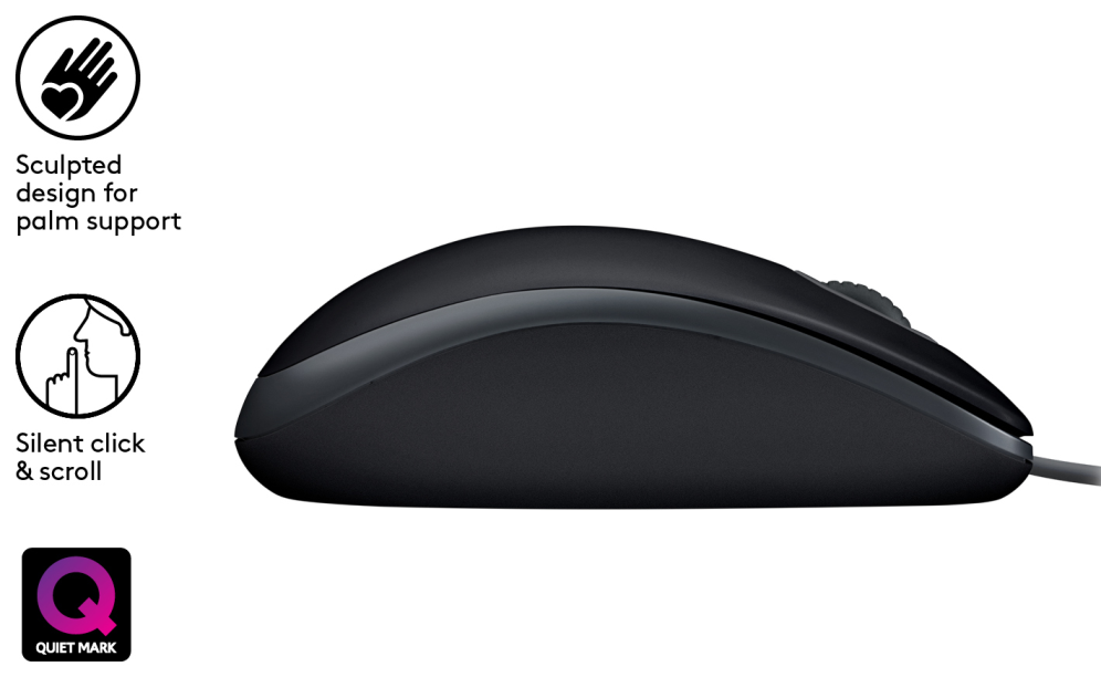 RATON LOGITECH B110 SILENT NEGRO USB - detalle