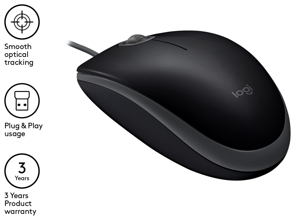 RATON LOGITECH B110 SILENT NEGRO USB - detalle
