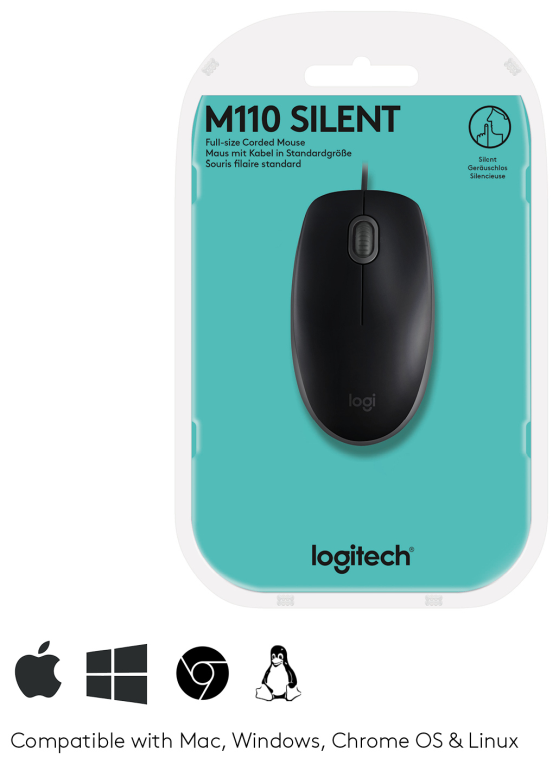 RATON LOGITECH B110 SILENT NEGRO USB - detalle