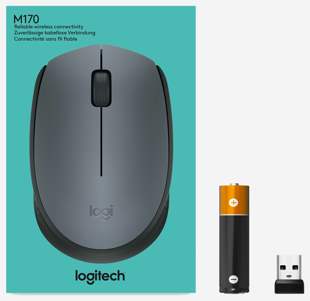 RATON LOGITECH M170 NEGRO GRIS RF INALAMBRICO PILAS - detalle