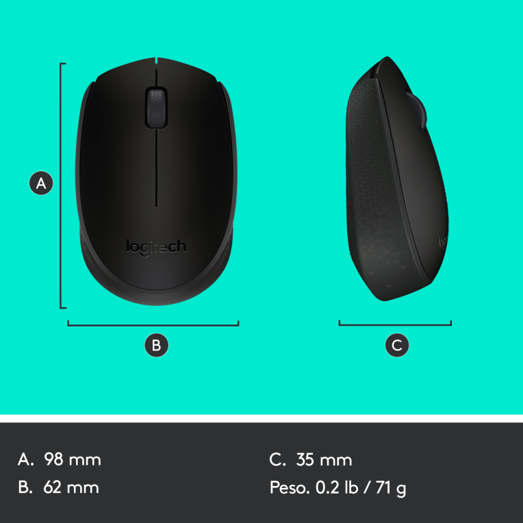 RATON LOGITECH M171 RF INALAMBRICO NEGRO - detalle