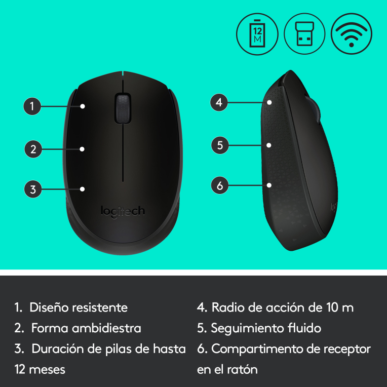RATON LOGITECH M171 RF INALAMBRICO NEGRO - detalle