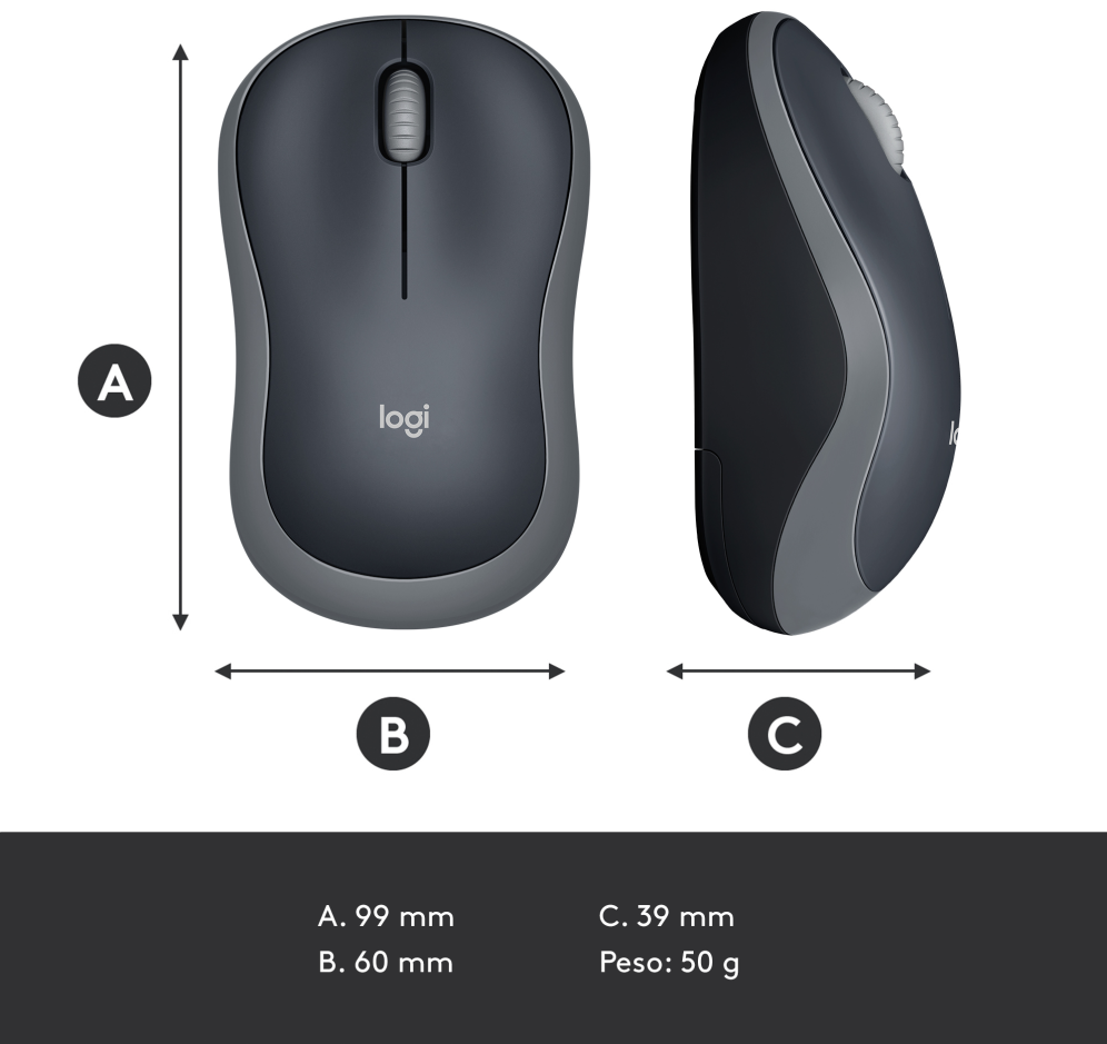 RATON LOGITECH M185 GRIS RF INALAMBRICO PILAS - detalle
