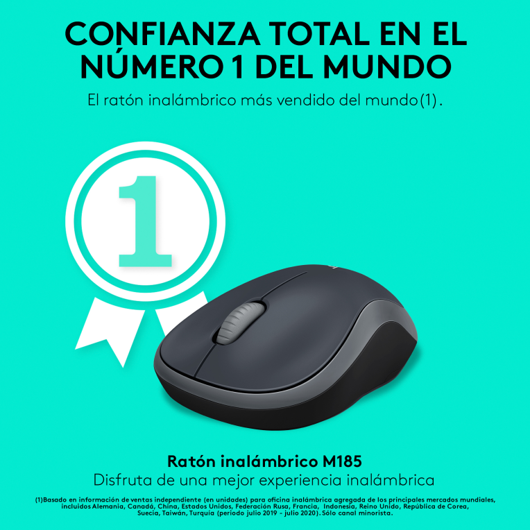 RATON LOGITECH M185 GRIS RF INALAMBRICO PILAS - detalle