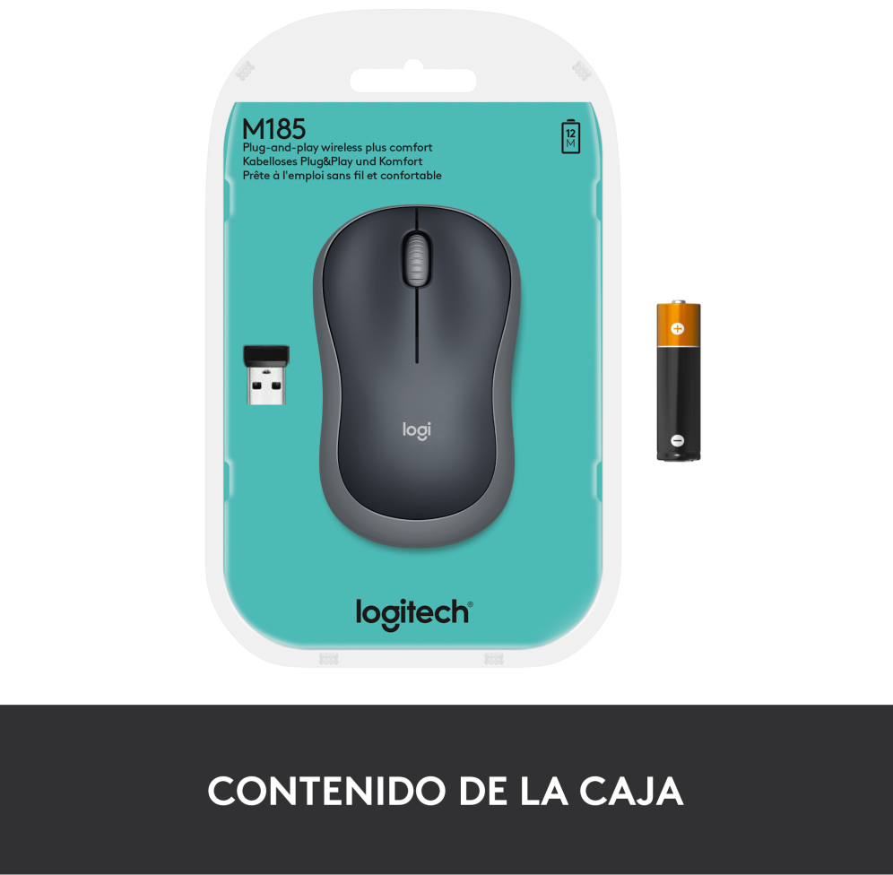 RATON LOGITECH M185 GRIS RF INALAMBRICO PILAS - detalle