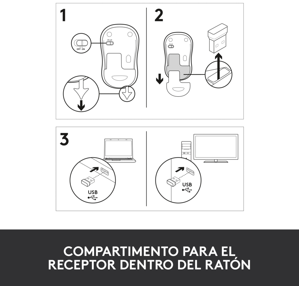 RATON LOGITECH M185 GRIS RF INALAMBRICO PILAS - detalle