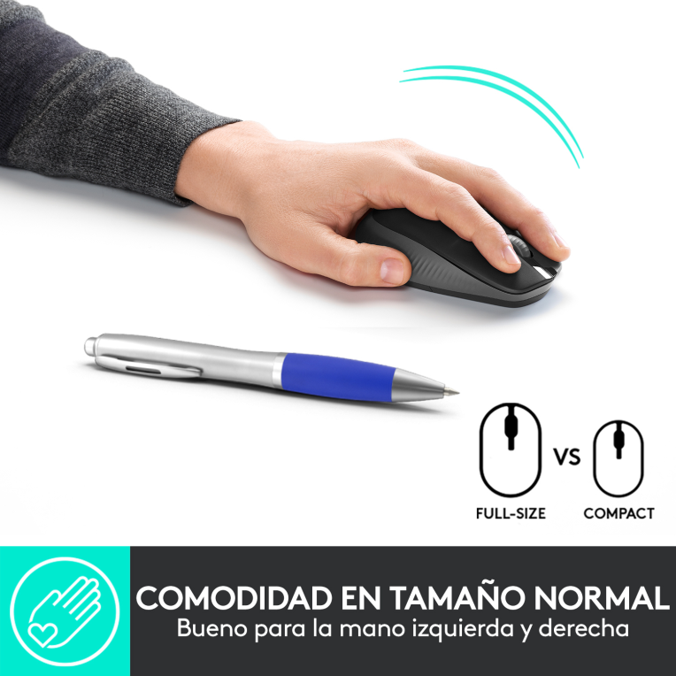 RATON LOGITECH M190 NEGRO GRIS RF INALAMBRICO PILAS - detalle